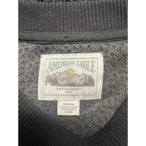 American Eagle Size M Oversized Boxy Teddy Sherpa Sweatshirt Crop Dark Gray - Picture 4 of 10